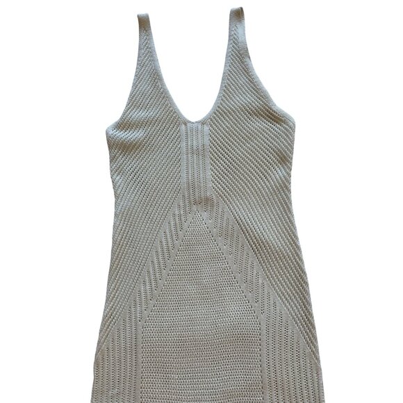 H&M Crochet Swim Cover-Up V-Neck Tank maxi Dress Cream L RR10485 GUC Sheer EUC - Picture 3 of 16